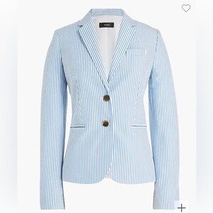 J. Crew Seersucker Blue & White Striped Blazer